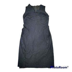 Elie Tahari Business Casual Classic Solid Black Midi Dress Sleeveless Size 4